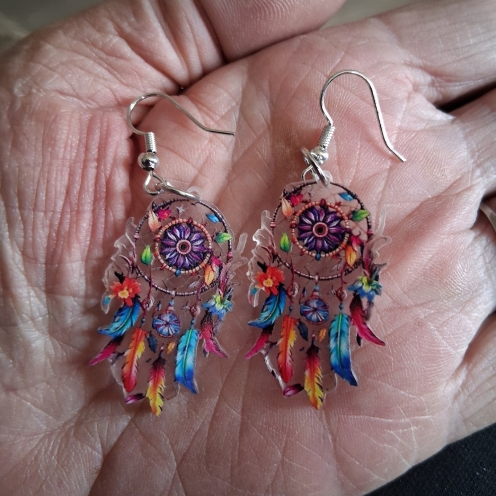 Source Unknown Multicolor Dreamcatcher Earrings